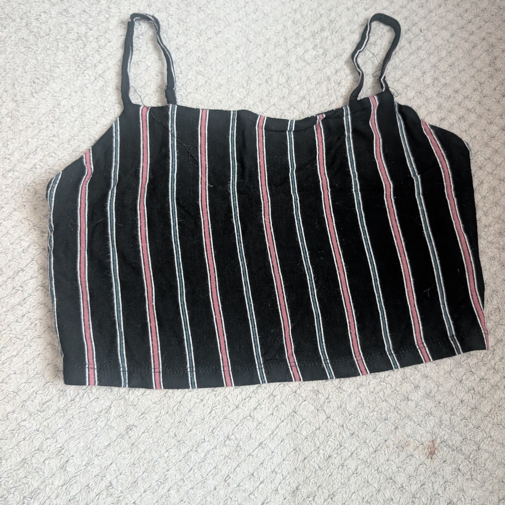 Ardene Black and White Fitted Crop Camisole